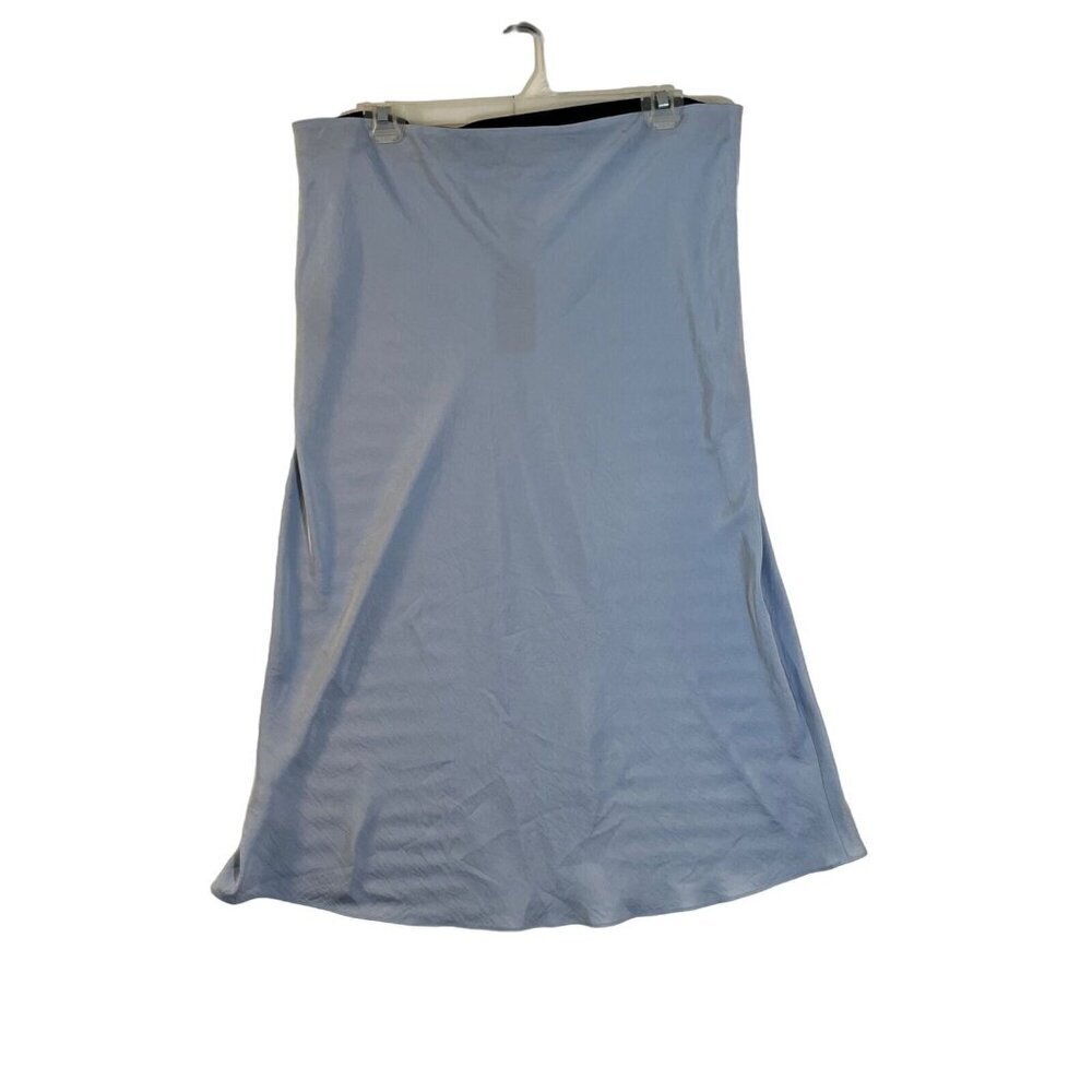 Rag and Bone Mandy Midi Skirt Fog Blue Elastic Waist Pull On Size Large NWT